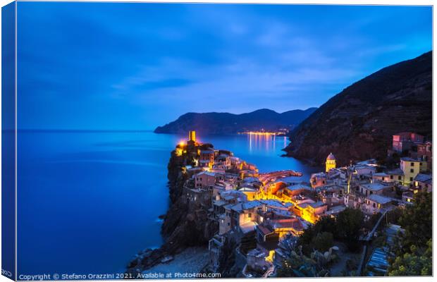 Blue Hour in Vernazza, Cinque Terre Canvas Print by Stefano Orazzini