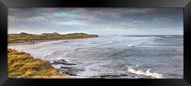 Nothumbrian Beach Panorama Framed Print by David Hare