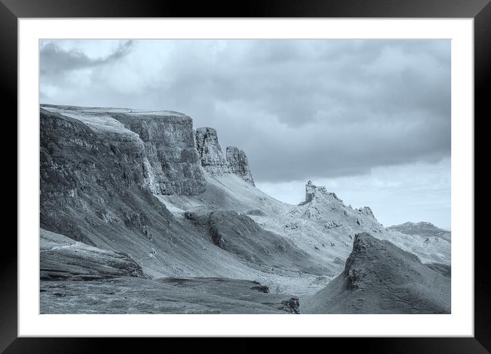 Quiraing Monochrome Framed Mounted Print by Duncan Loraine