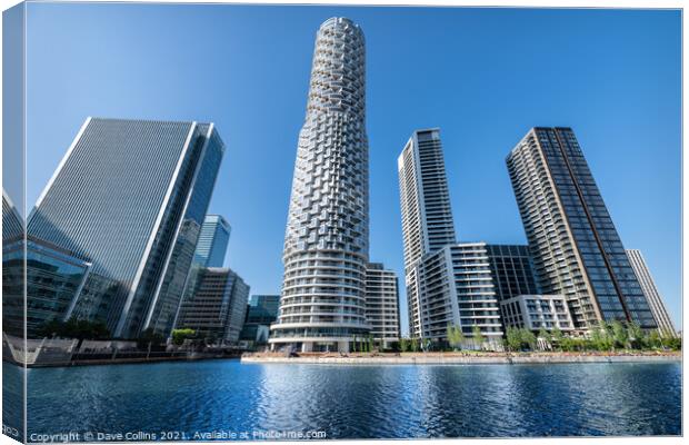 Buildings around South Dock in Dockland on the Isle of Dogs, London, UK Canvas Print by Dave Collins