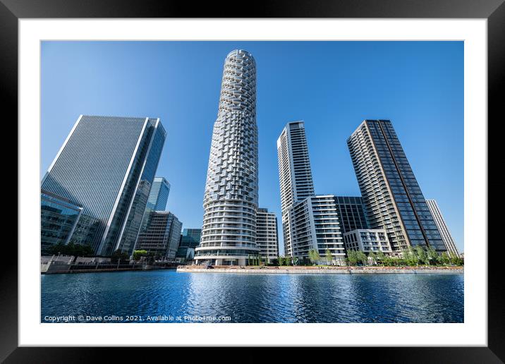 Buildings around South Dock in Dockland on the Isle of Dogs, London, UK Framed Mounted Print by Dave Collins