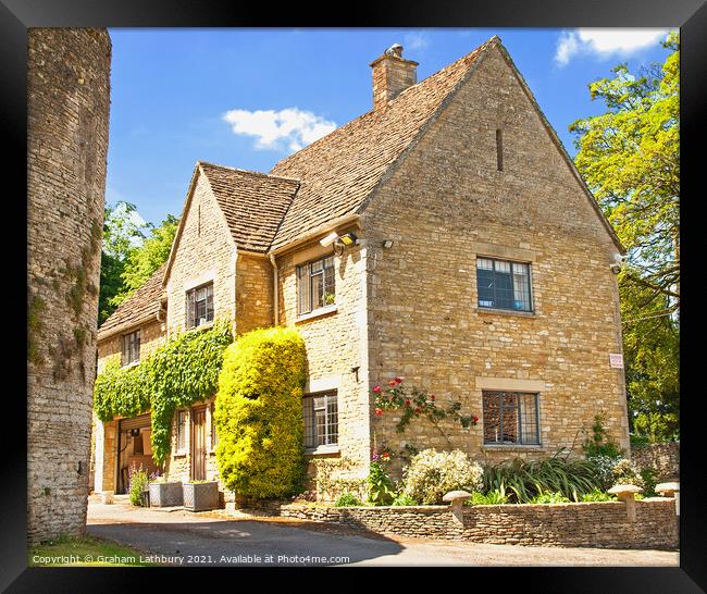 Cotswolds Cottage, Beverston Framed Print by Graham Lathbury