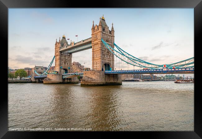 Tower Bridge over the River Thames at Dusk Framed Print by Dave Collins