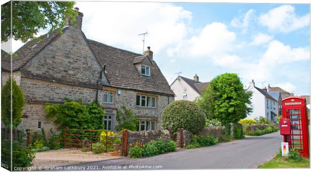 Cotswolds Cottages, Nympsfield Canvas Print by Graham Lathbury