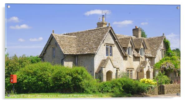 Cotswolds Cottage, Beverston Acrylic by Graham Lathbury