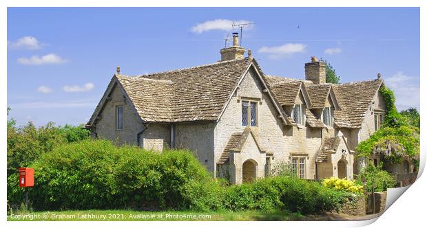 Cotswolds Cottage, Beverston Print by Graham Lathbury