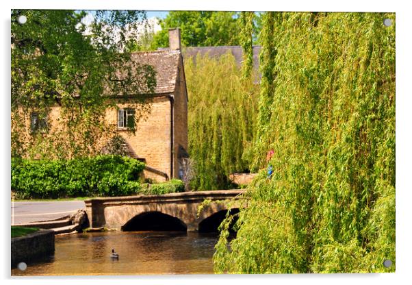 Bourton on the Water River Windrush Cotswolds Gloucestershire Acrylic by Andy Evans Photos