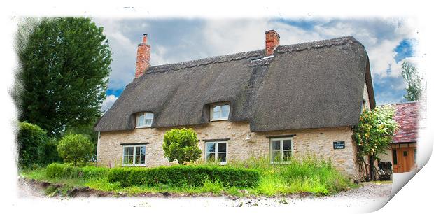 Thatched Cottage, Cotswolds. Print by Graham Lathbury