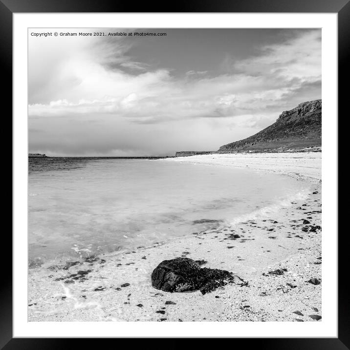 Coral Beach Skye monochrome Framed Mounted Print by Graham Moore