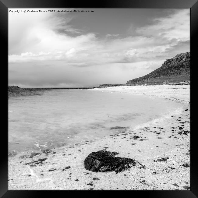 Coral Beach Skye monochrome Framed Print by Graham Moore