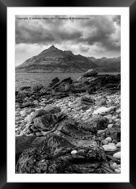 Elgol Isle of Skye monochrome Framed Mounted Print by Graham Moore