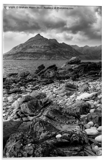 Elgol Isle of Skye monochrome Acrylic by Graham Moore
