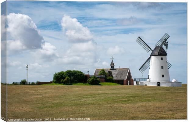 Lytham Windmill & Old Lifeboat House  Canvas Print by Vicky Outen