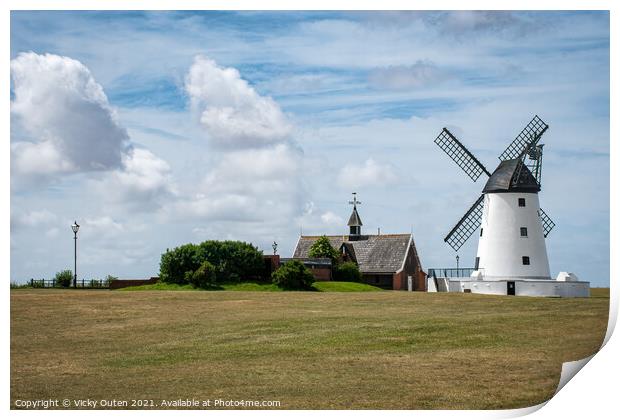 Lytham Windmill & Old Lifeboat House  Print by Vicky Outen