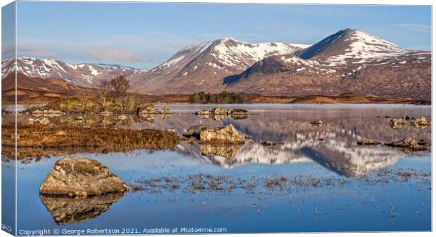Spring Sunrise at Lochan na h-achlaise Canvas Print by George Robertson