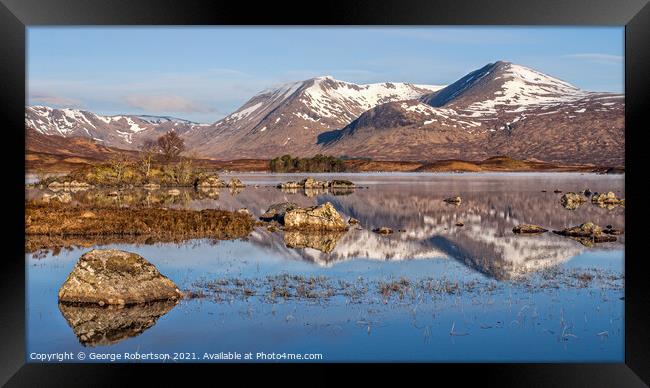 Spring Sunrise at Lochan na h-achlaise Framed Print by George Robertson