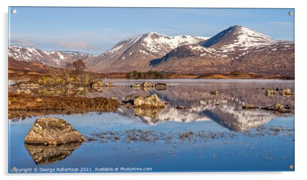 Spring Sunrise at Lochan na h-achlaise Acrylic by George Robertson