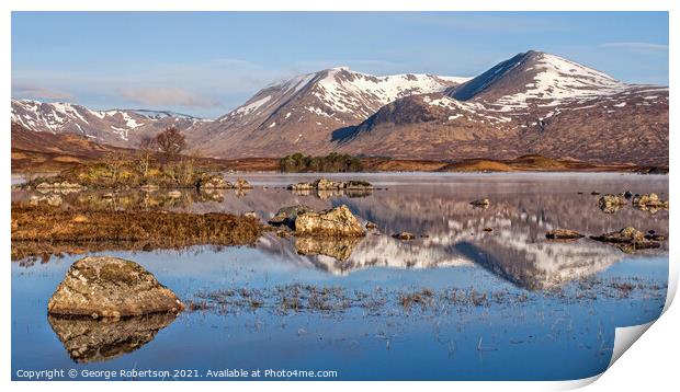 Spring Sunrise at Lochan na h-achlaise Print by George Robertson