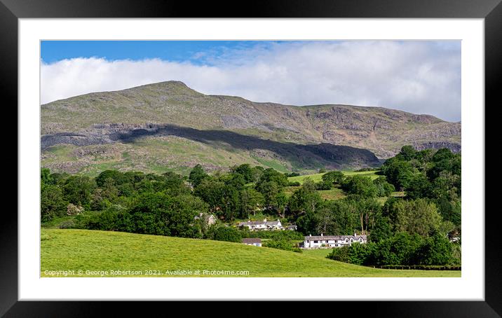 Early morning light on the village of Coniston & the 'Old Man'  Framed Mounted Print by George Robertson