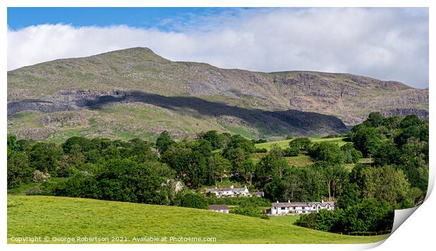 Early morning light on the village of Coniston & the 'Old Man'  Print by George Robertson