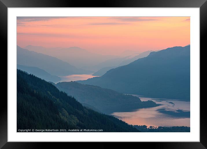 Sunrise over a misty Loch Lomond Framed Mounted Print by George Robertson