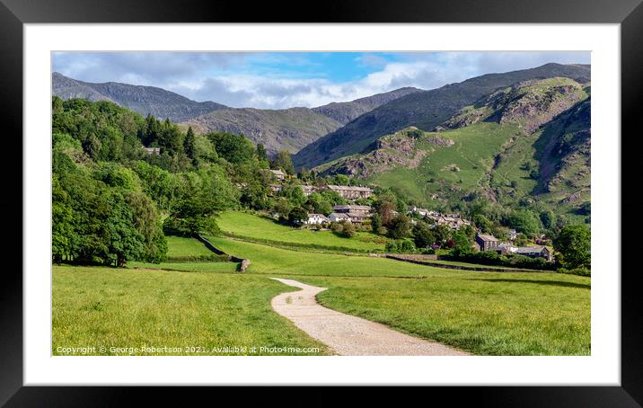 Looking over to Coniston Village and Coppermines Valley  Framed Mounted Print by George Robertson