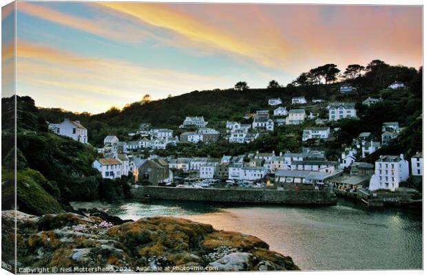 Twilight At Polperro, Cornwall. Canvas Print by Neil Mottershead