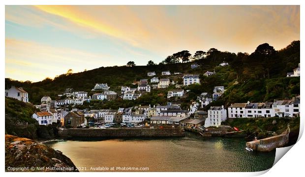 Sunset Over Polperro. Print by Neil Mottershead