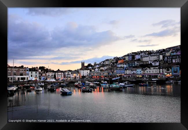 The Lights of Briixham Framed Print by Stephen Hamer