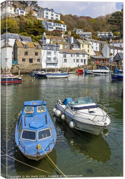  Polperro Inner Harbour Canvas Print by Jim Monk