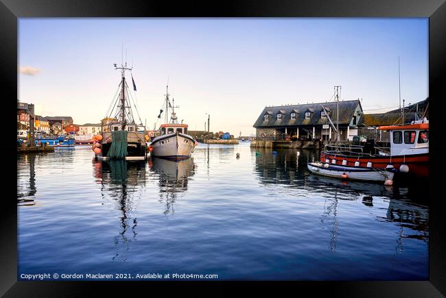 Fishing Boats in Mevagissey Harbour, Cornwall Framed Print by Gordon Maclaren