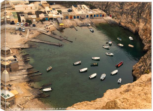 View of Inland Sea, Dwejra, Gozo, Malta. Canvas Print by Maggie Bajada