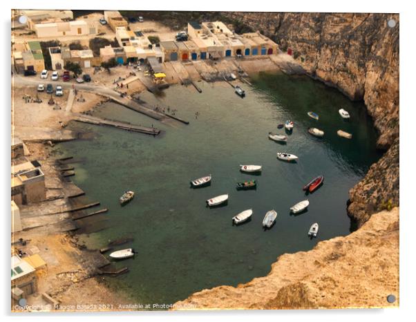 View of Inland Sea, Dwejra, Gozo, Malta. Acrylic by Maggie Bajada