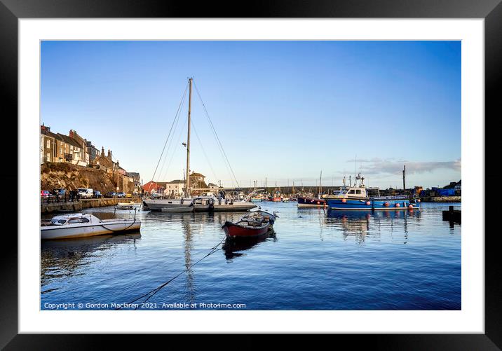 Boats in Mevagissey Harbour, Cornwall Framed Mounted Print by Gordon Maclaren
