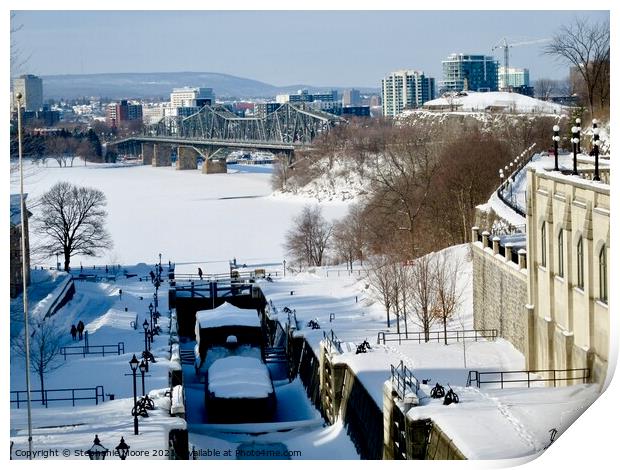 Rideau Canal in Winter Print by Stephanie Moore
