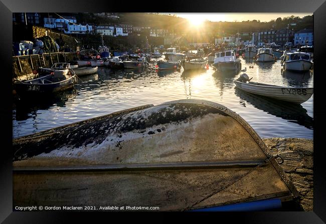 Boats in Mevagissey Harbour, Cornwall Framed Print by Gordon Maclaren