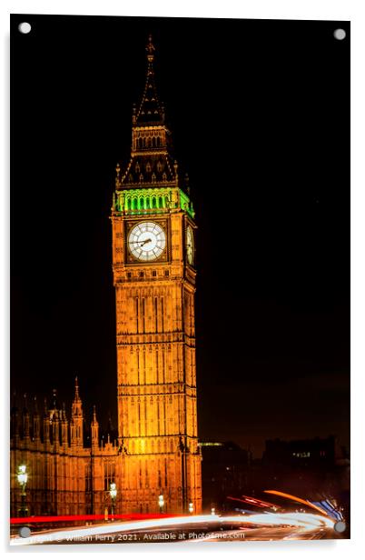 Big Ben Tower Westminster Bridge Parliament London England Acrylic by William Perry