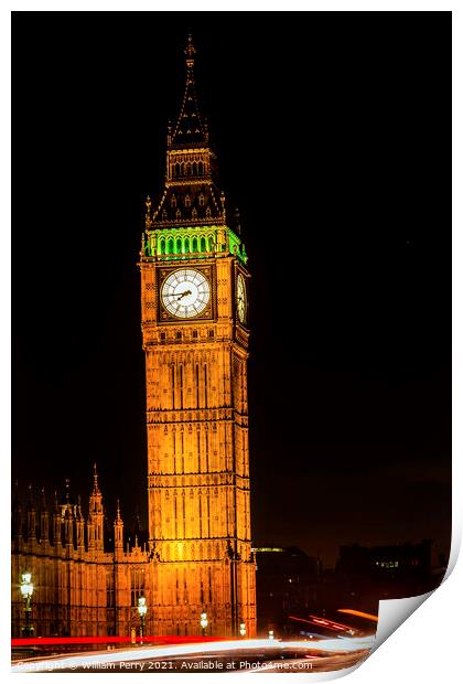 Big Ben Tower Westminster Bridge Parliament London England Print by William Perry