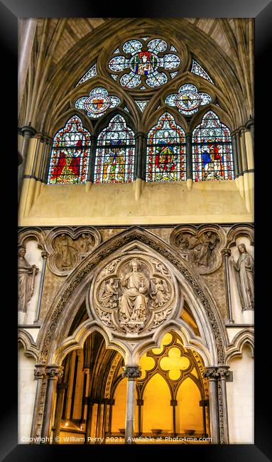 Stained Glass Chapter House Westminster Abbey London England Framed Print by William Perry