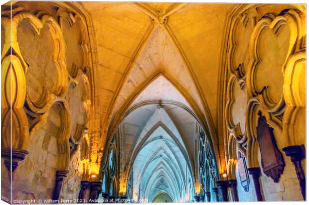 Cloisters Interior Arches Westminster Abbey London England Canvas Print by William Perry