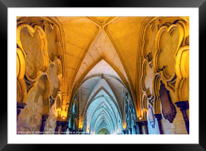 Cloisters Interior Arches Westminster Abbey London England Framed Mounted Print by William Perry