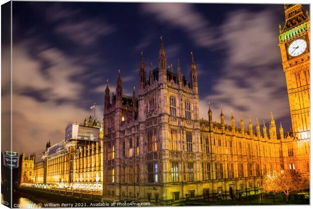 Big Ben Tower Westminster Bridge Parliament London England Canvas Print by William Perry
