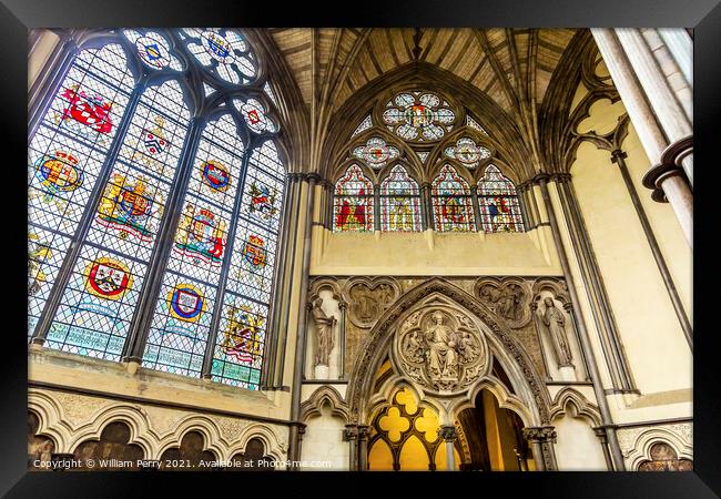  Stained Glass Chapter House Westminster Abbey London England Framed Print by William Perry