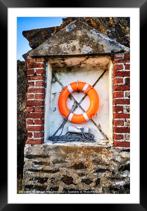 Lifebelt, Mevagissey, Cornwall, England Framed Mounted Print by Gordon Maclaren