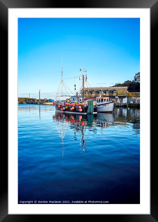 Fishing boats in Mevagissey Harbour, Cornwall. Framed Mounted Print by Gordon Maclaren