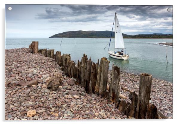 Sailing Away, Porlock Weir Acrylic by Jim Monk