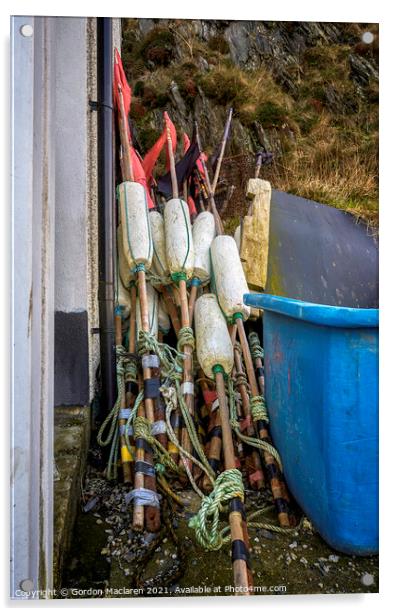 Fishing equipment, Mevagissey, Cornwall Acrylic by Gordon Maclaren