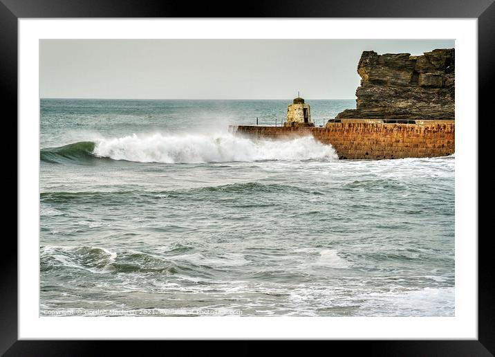 Portreath Harbour Wall, Cornwall Framed Mounted Print by Gordon Maclaren