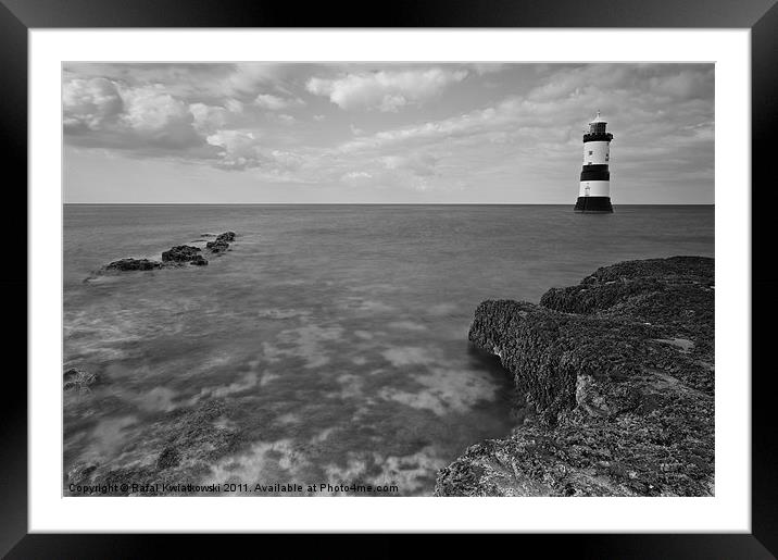 Black Point Lighthouse B&W Framed Mounted Print by R K Photography