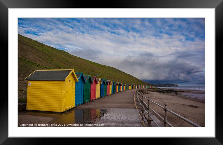 Whitby Beach huts  Framed Mounted Print by Richard Perks